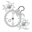 eye clock flowers scorpion tattoo design idea
