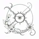 eye clock flowers scorpion tattoo design idea