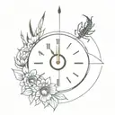 eye clock flowers scorpion tattoo design idea