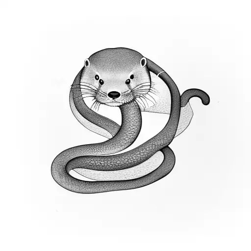 Otter and a snake wrapping around the arm tattoo design idea