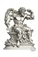 statue grega ex: hades tattoo design idea