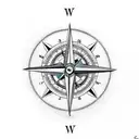 Compass and clock pierced with an arrow tattoo design idea