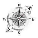Compass and clock pierced with an arrow tattoo design idea