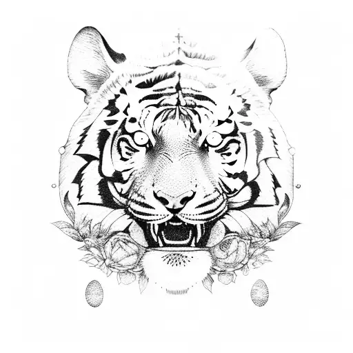 tiger moon tattoo design idea