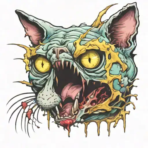 zombie cat tattoo design idea