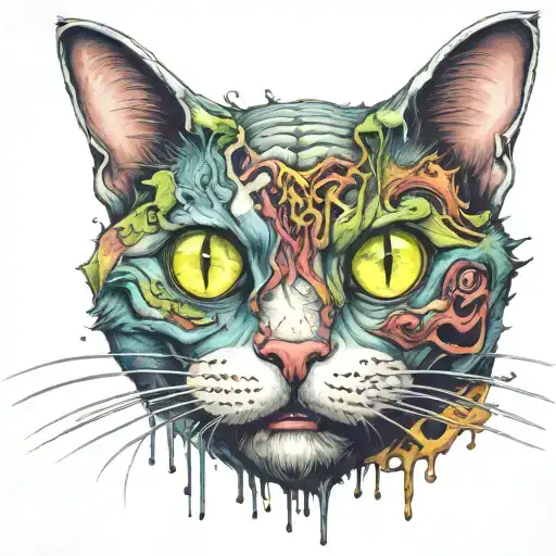 zombie cat tattoo design idea