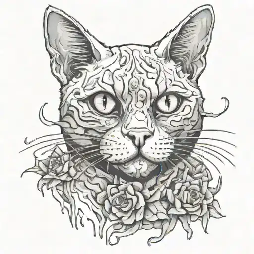 zombie cat tattoo design idea