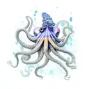 octopus with crystals underwater tattoo design idea