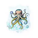 octopus with crystals underwater tattoo design idea