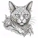 zombie cat tattoo design idea