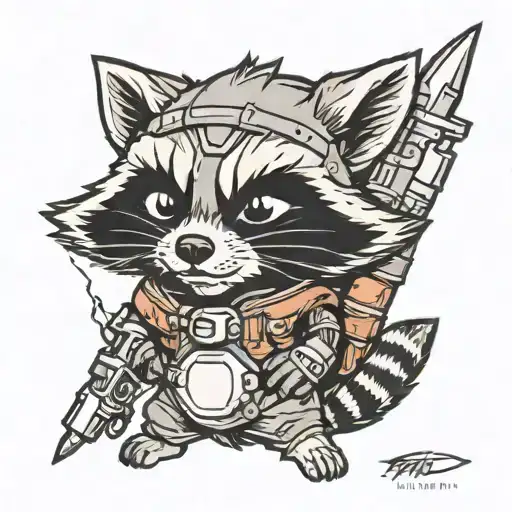 rocket raccoon tattoo design idea