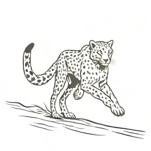 A minimalist tattoo of a cheetah silhouette running alongside a winding road, inspired by your love for speed and the Porsche 911 tattoo design idea