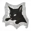 happy cat sleeping on window in space  tattoo design idea