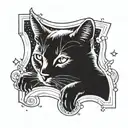 happy cat sleeping on window in space  tattoo design idea