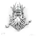 king Neptune guarding atlantis tattoo design idea