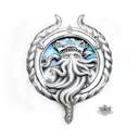 king Neptune guarding atlantis tattoo design idea