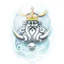 king Neptune guarding atlantis tattoo design idea