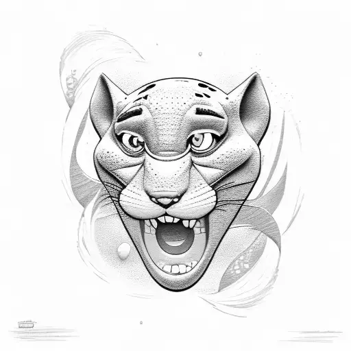 Pink panther with surf boarf tattoo design idea