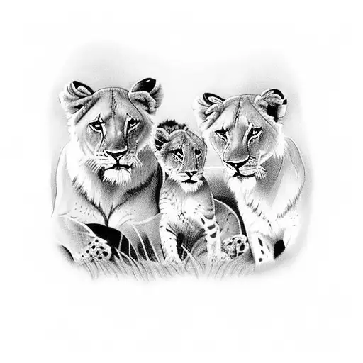  a lioness tattoo and with two female cubs this tattoo will be on the rib tattoo design idea