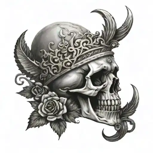 Design a tattoo featuring a skull, with subtle references to Greek mythology achilles and the Suicide Boys tattoo design idea