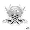 Darth and Padme, Lucifer falling from heaven, geometric tattoo design idea