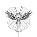 Darth and Padme, Lucifer falling from heaven, geometric tattoo design idea