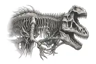 schematic velociraptor fossil skeleton tattoo design idea