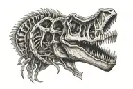 schematic velociraptor fossil skeleton tattoo design idea