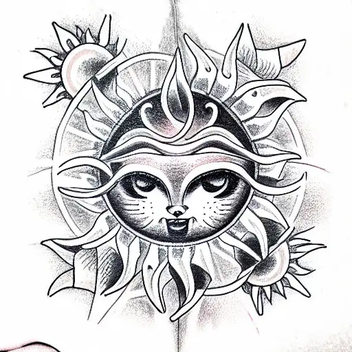 cute sun tattoo design idea