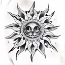 cute sun tattoo design idea