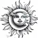 cute sun tattoo design idea
