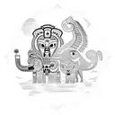 totem pole with seven animals. each animal should represent one of the seven chakras tattoo design idea