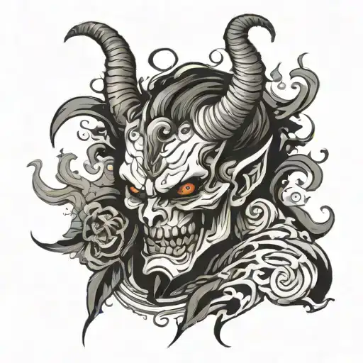 demon and smoke coming tattoo design idea