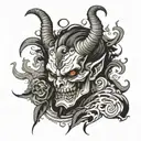 demon and smoke coming tattoo design idea