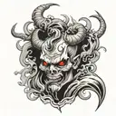 demon and smoke coming tattoo design idea