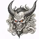 demon and smoke coming tattoo design idea