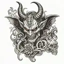demon and smoke coming tattoo design idea