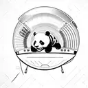 A panda napping on a giant ventilator with a tranquil expression tattoo design idea