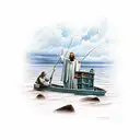 Matthew 4:18-19, depicting Jesus calling fishermen to become 'fishers of men.' the apostles' response to follow Jesus tattoo design idea