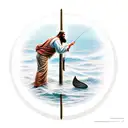 Matthew 4:18-19, depicting Jesus calling fishermen to become 'fishers of men.' the apostles' response to follow Jesus tattoo design idea