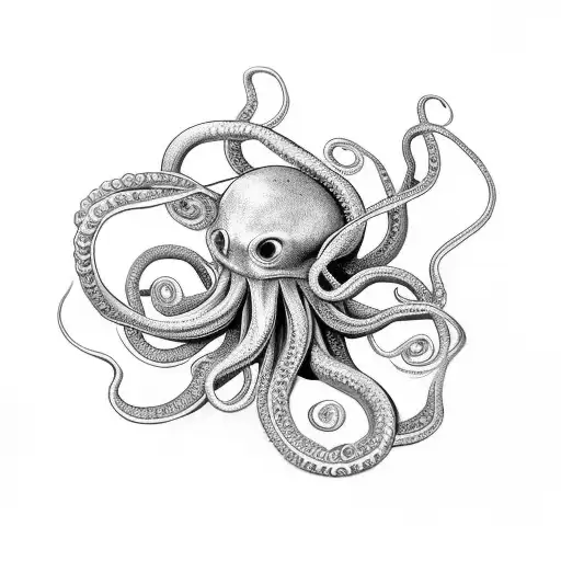 eight tentacles wrapping around a leg from ankle to calf tattoo design idea