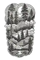 dark forest filled sky tattoo design idea