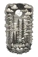 dark forest filled sky tattoo design idea