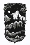 dark forest filled sky tattoo design idea