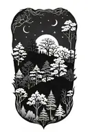 dark forest filled sky tattoo design idea