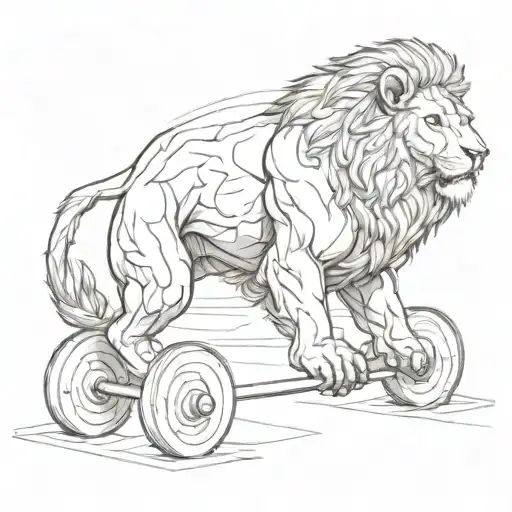 A detailed sketch of a weightlifting lion, combining the client's love for fitness and their favorite animal tattoo design idea