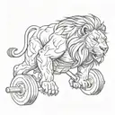 A detailed sketch of a weightlifting lion, combining the client's love for fitness and their favorite animal tattoo design idea