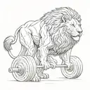 A detailed sketch of a weightlifting lion, combining the client's love for fitness and their favorite animal tattoo design idea