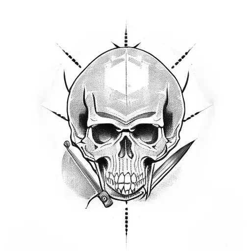 weapon with skull tattoo design idea