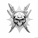 weapon with skull tattoo design idea